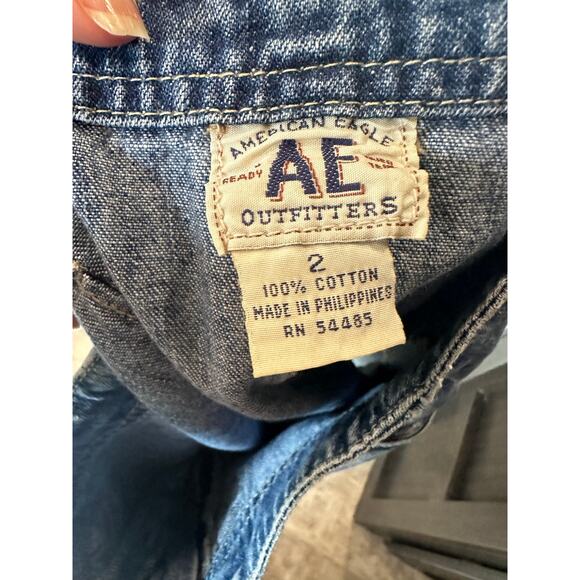 Y2K American Eagle Outfitters Medium Wash Utility Mini Jean Skirt 90s Minimalist - Picture 7 of 7